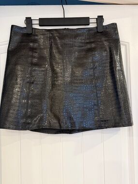 Naked wardrobe Black Faux Croc Mini Skirt size M